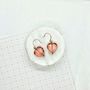 BADU | pink swarovski heart drop earrings
